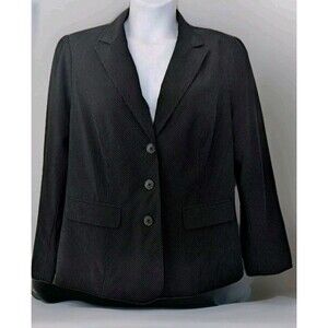 Apt 9 Black Pinstripe 3 Button Jacket Blazer Stretch Lined sz 16W Gr8 Cond